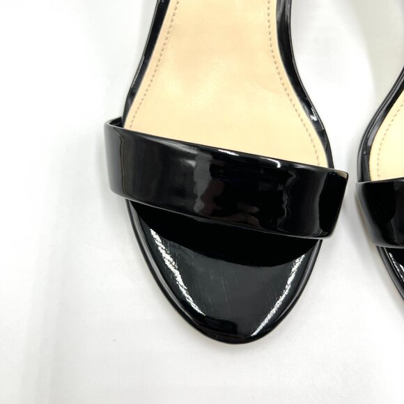 8.5W 8.5 WIDE WIDTH Nine West Pruce 3 Black Patent Block Heels Sandals‎ Shoes - Picture 4 of 15